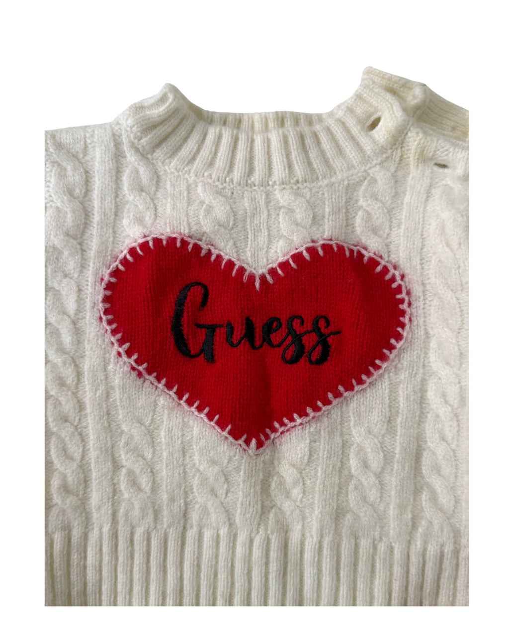 GUESS Cable Knit Heart Sweater