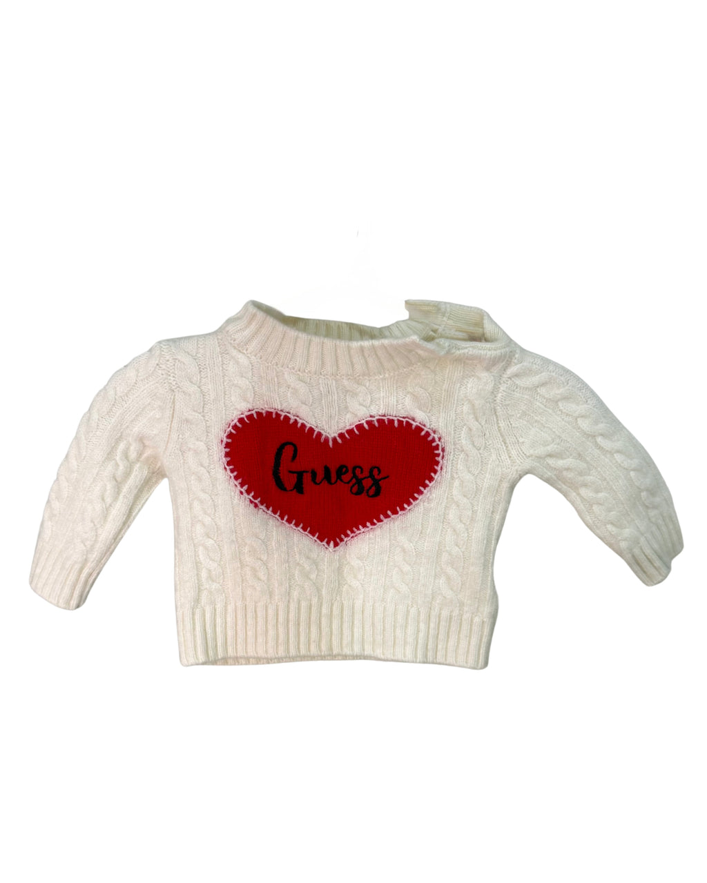 GUESS Cable Knit Heart Sweater