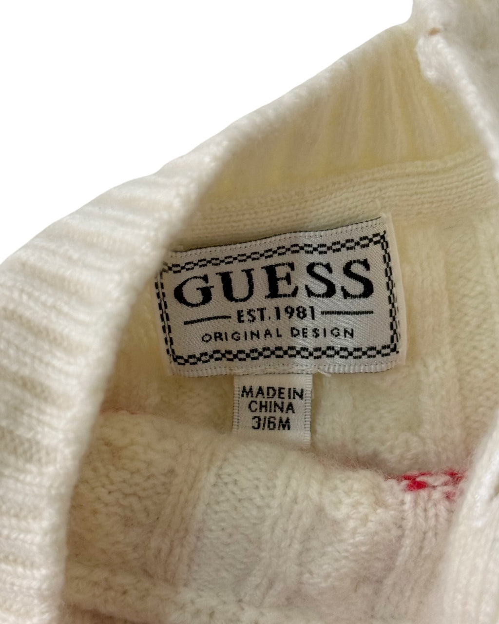 GUESS Cable Knit Heart Sweater