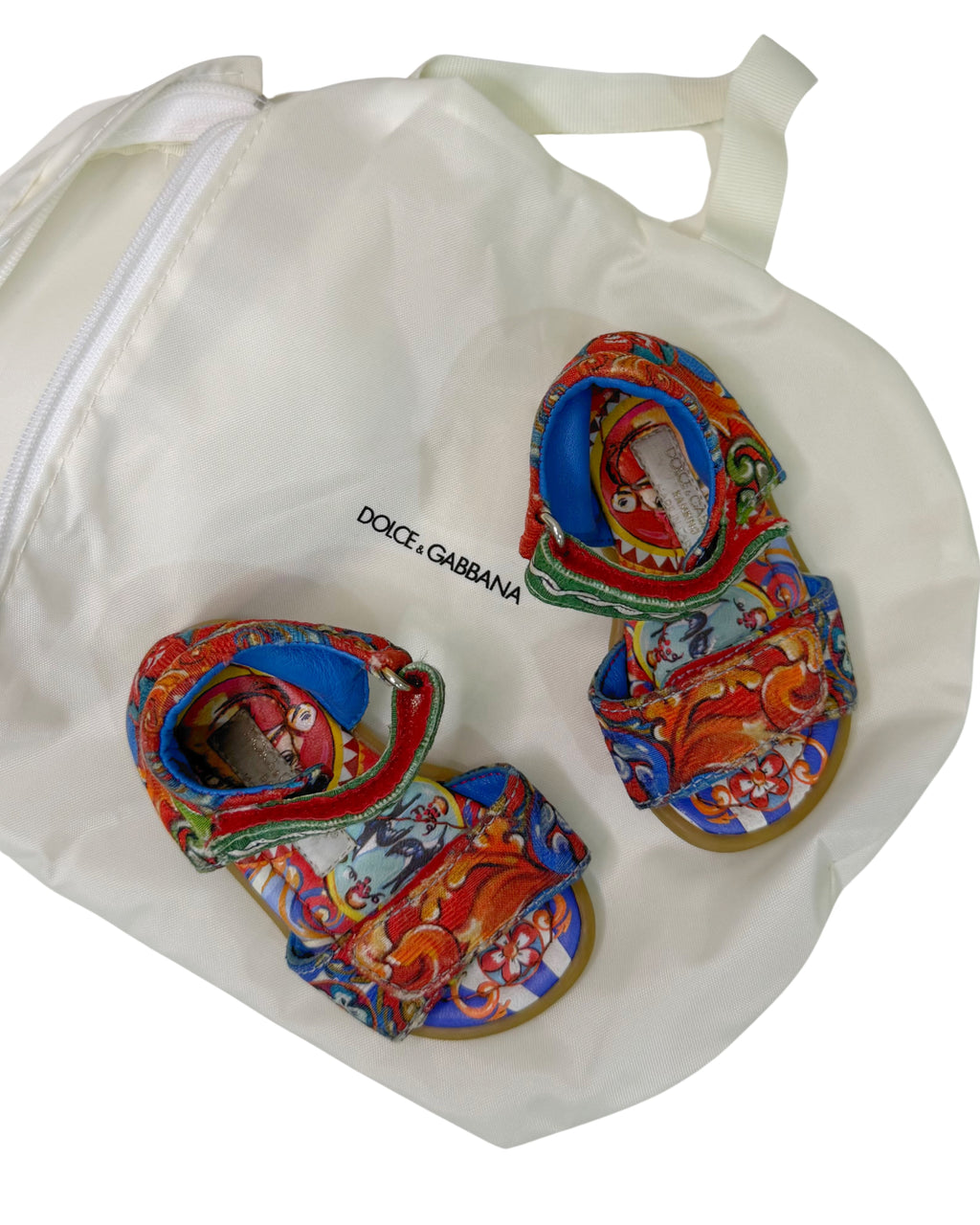 DOLCE & GABBANA Carretto Siciliano Print Sandals 19EU