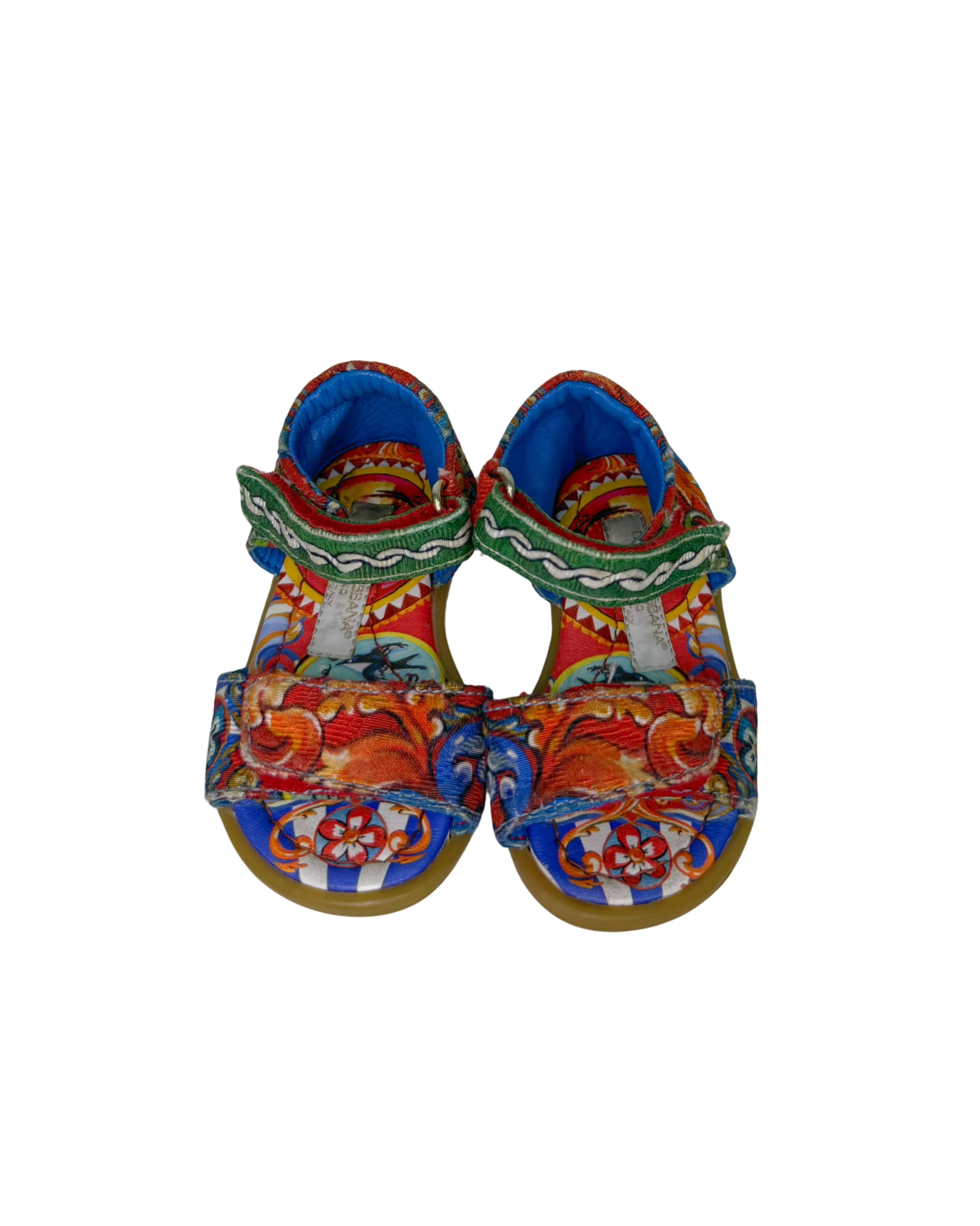 DOLCE & GABBANA Carretto Siciliano Print Sandals 19EU