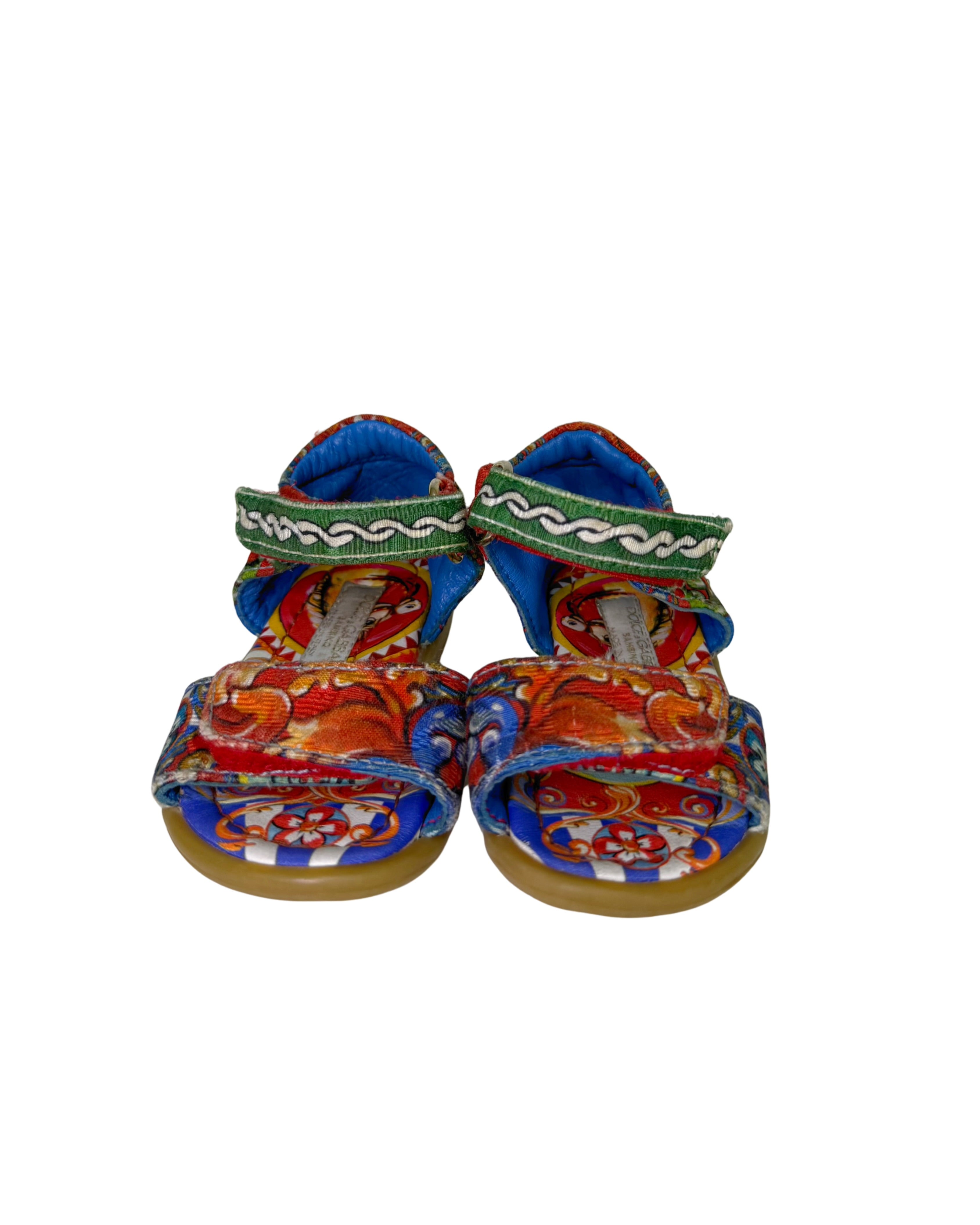 DOLCE & GABBANA Carretto Siciliano Print Sandals 19EU